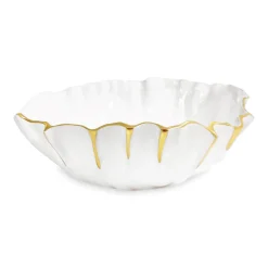 Hot THANNI Mystic Medium Round Bowl (White and Gold) View All Thanni|Bowls