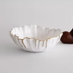 Hot THANNI Mystic Medium Round Bowl (White and Gold) View All Thanni|Bowls