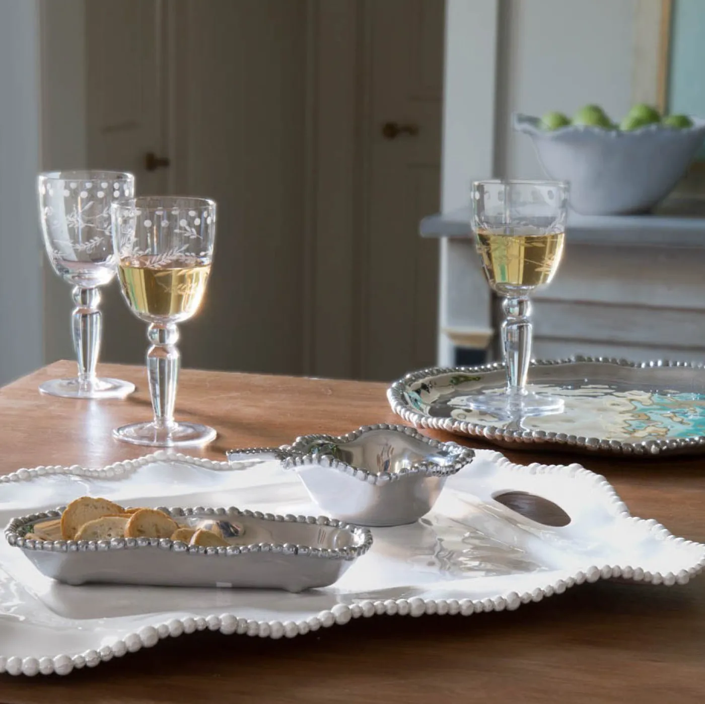 New VIDA Alegria Rectangular Tray with Handles White View All Vida|VIDA Alegria