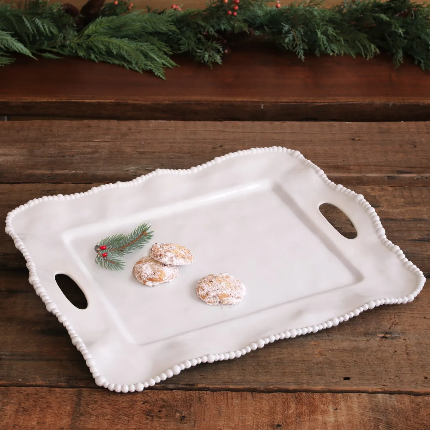 New VIDA Alegria Rectangular Tray with Handles White View All Vida|VIDA Alegria