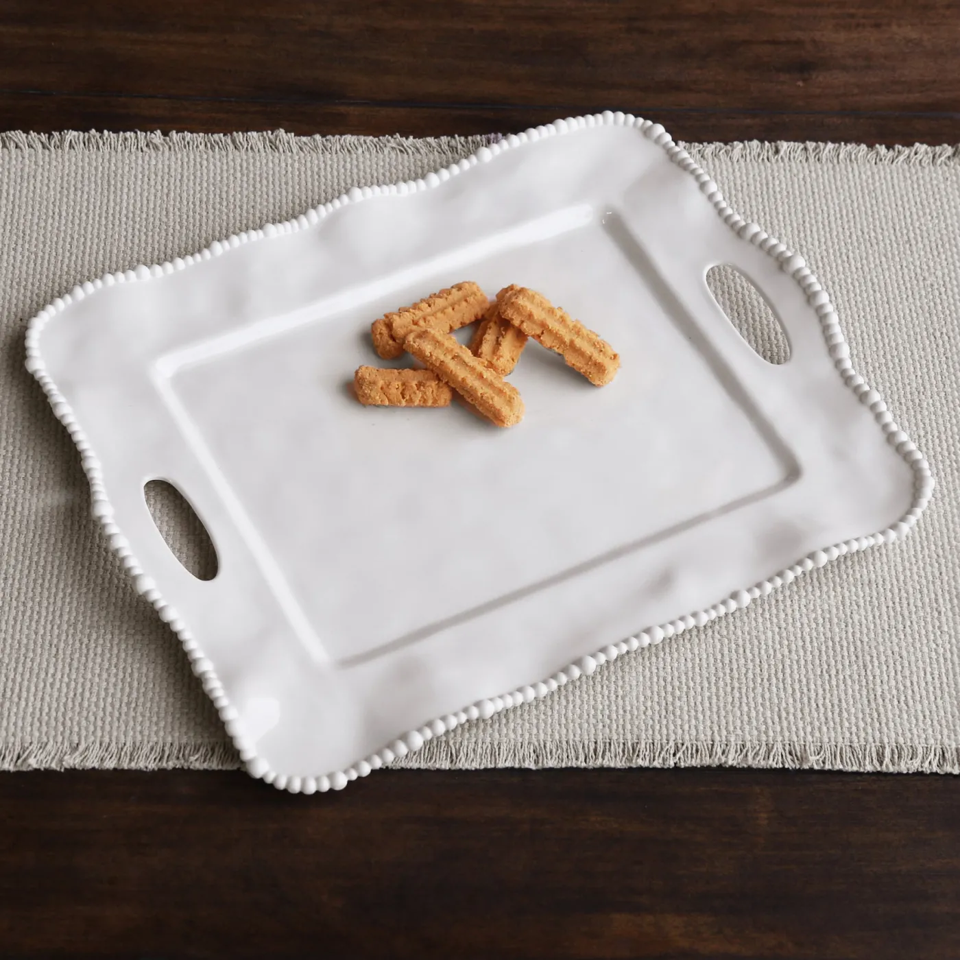 New VIDA Alegria Rectangular Tray with Handles White View All Vida|VIDA Alegria