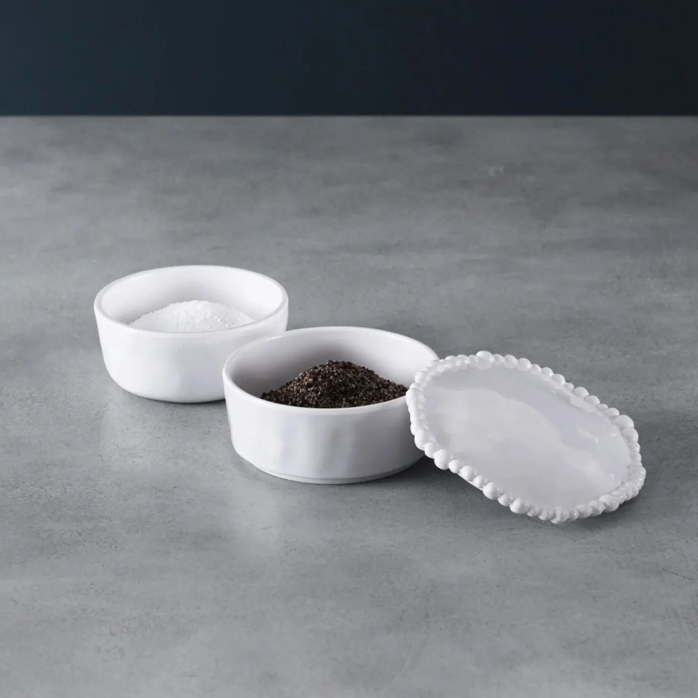 New VIDA Alegria Stackable Salt-Pepper Cellar with Lid (White) View All Vida|Gifts Under $50