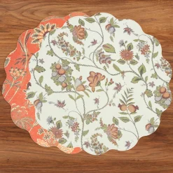 Online VIDA Autumn and Branches Reversible Round Placemats Set of 4 Persimmon View All Vida|Placemats