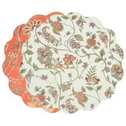 Online VIDA Autumn and Branches Reversible Round Placemats Set of 4 Persimmon View All Vida|Placemats