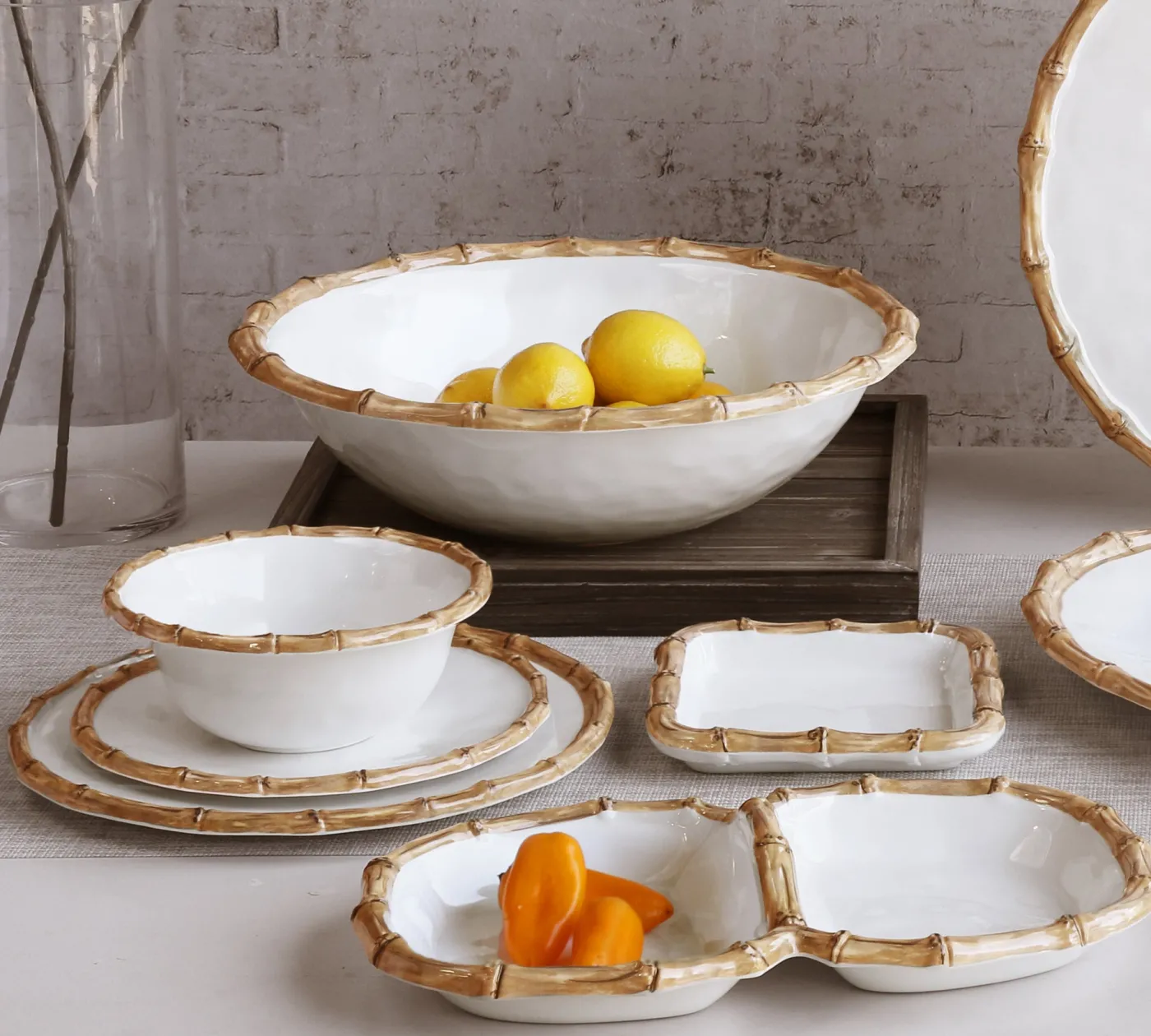 Sale VIDA Bamboo 11" Dinner Plate Set of 4 (White and Natural) GARDEN Bamboo|View All Vida