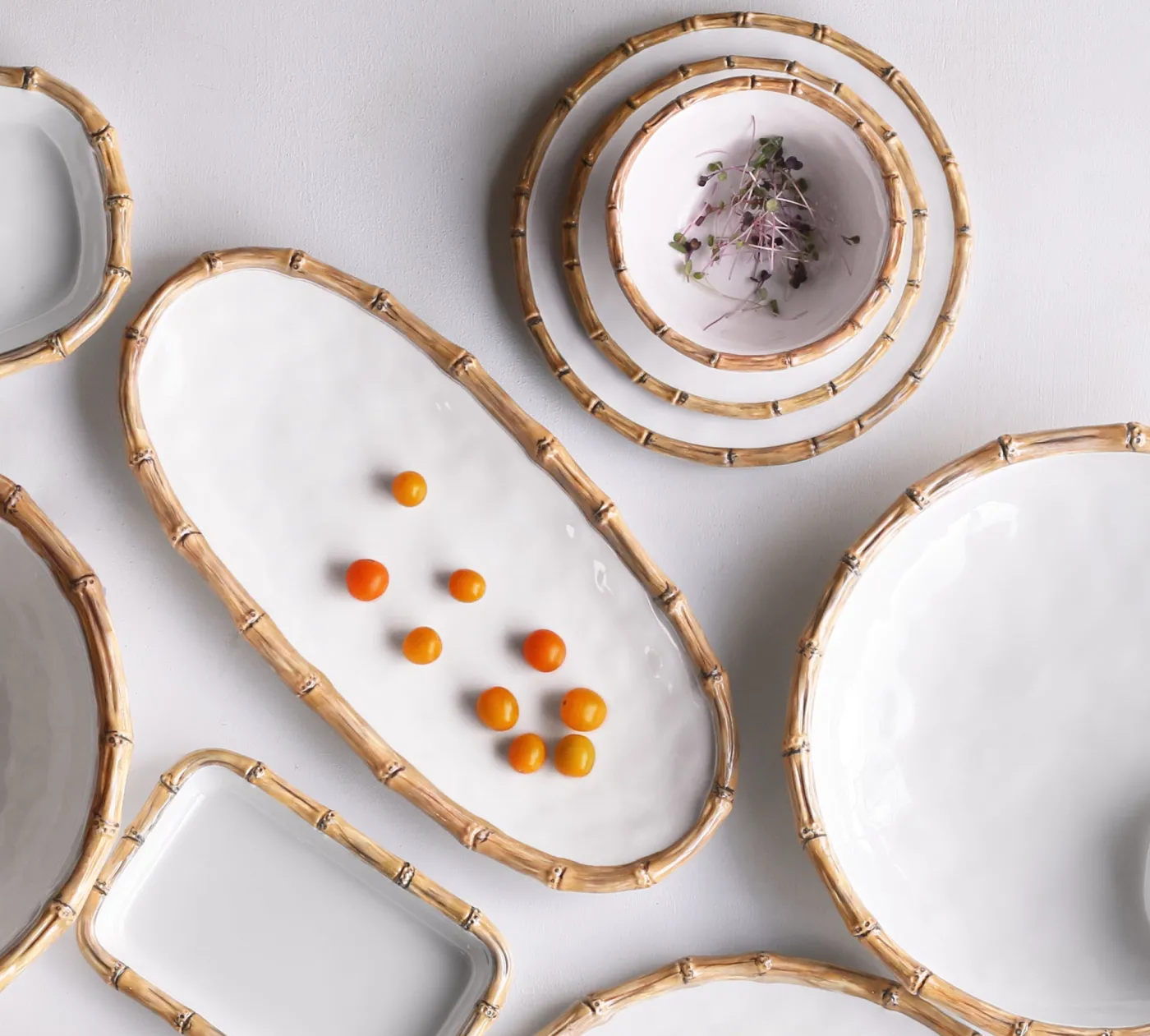 Sale VIDA Bamboo 11" Dinner Plate Set of 4 (White and Natural) GARDEN Bamboo|View All Vida