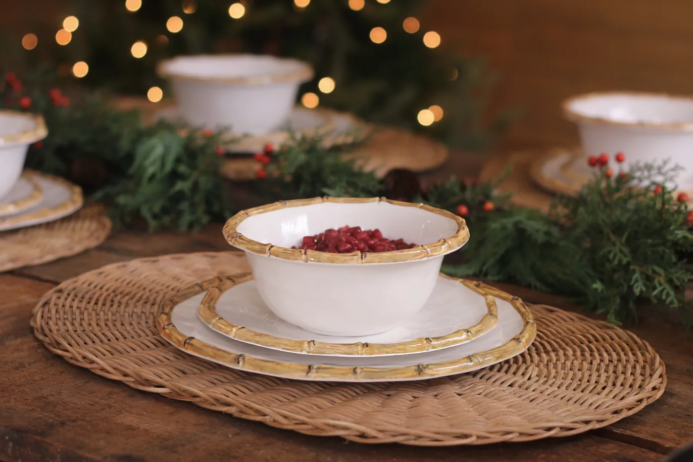 Sale VIDA Bamboo 11" Dinner Plate Set of 4 (White and Natural) GARDEN Bamboo|View All Vida