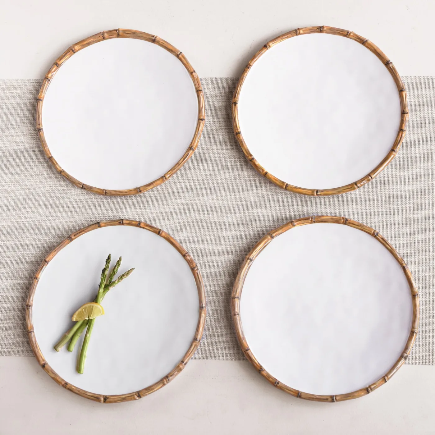 Sale VIDA Bamboo 11" Dinner Plate Set of 4 (White and Natural) GARDEN Bamboo|View All Vida