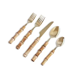 Sale VIDA Bamboo Flatware Set of 5 (Gold and Natural) GARDEN Bamboo|View All Vida