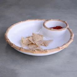 Outlet VIDA Bamboo Large Chip & Dip Bowl (White and Natural) GARDEN Bamboo|View All Vida