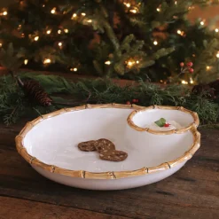 Outlet VIDA Bamboo Large Chip & Dip Bowl (White and Natural) GARDEN Bamboo|View All Vida