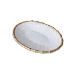 Clearance VIDA Bamboo Large Oval Platter (White and Natural) GARDEN Bamboo|View All Vida