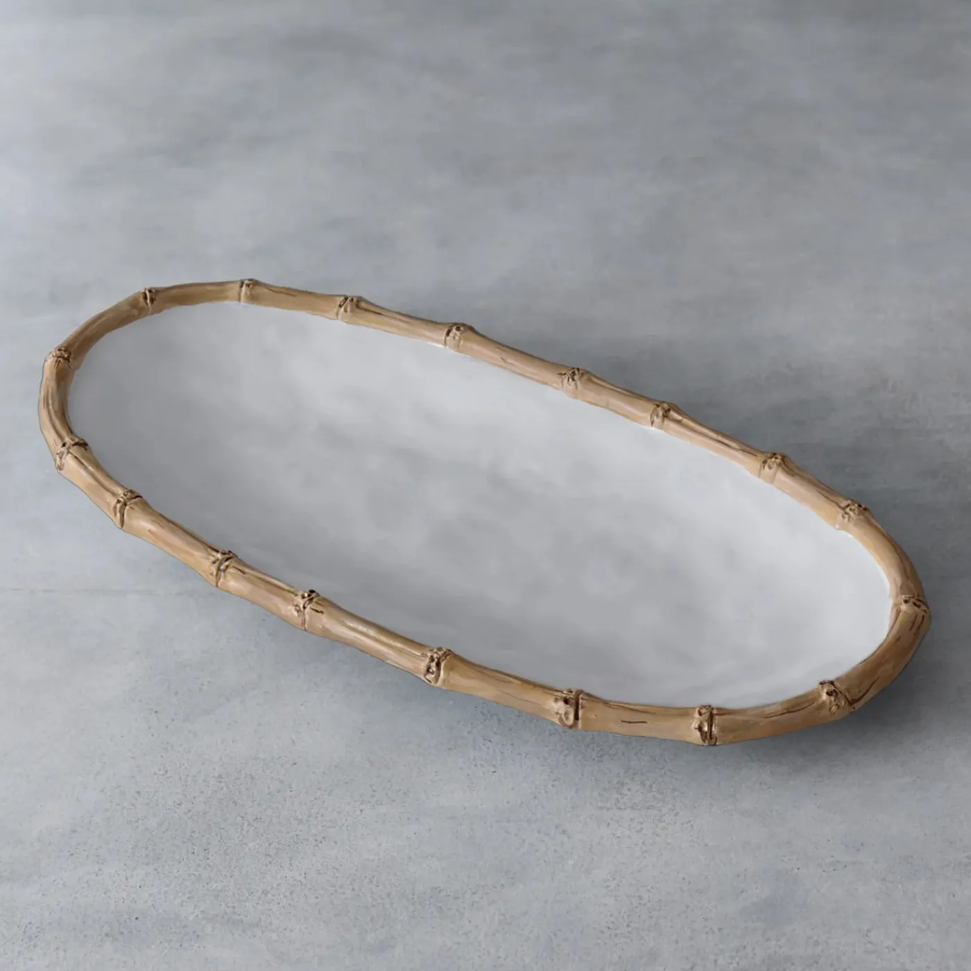 Discount VIDA Bamboo Medium Oval Platter (White and Natural) GARDEN Bamboo|View All Vida
