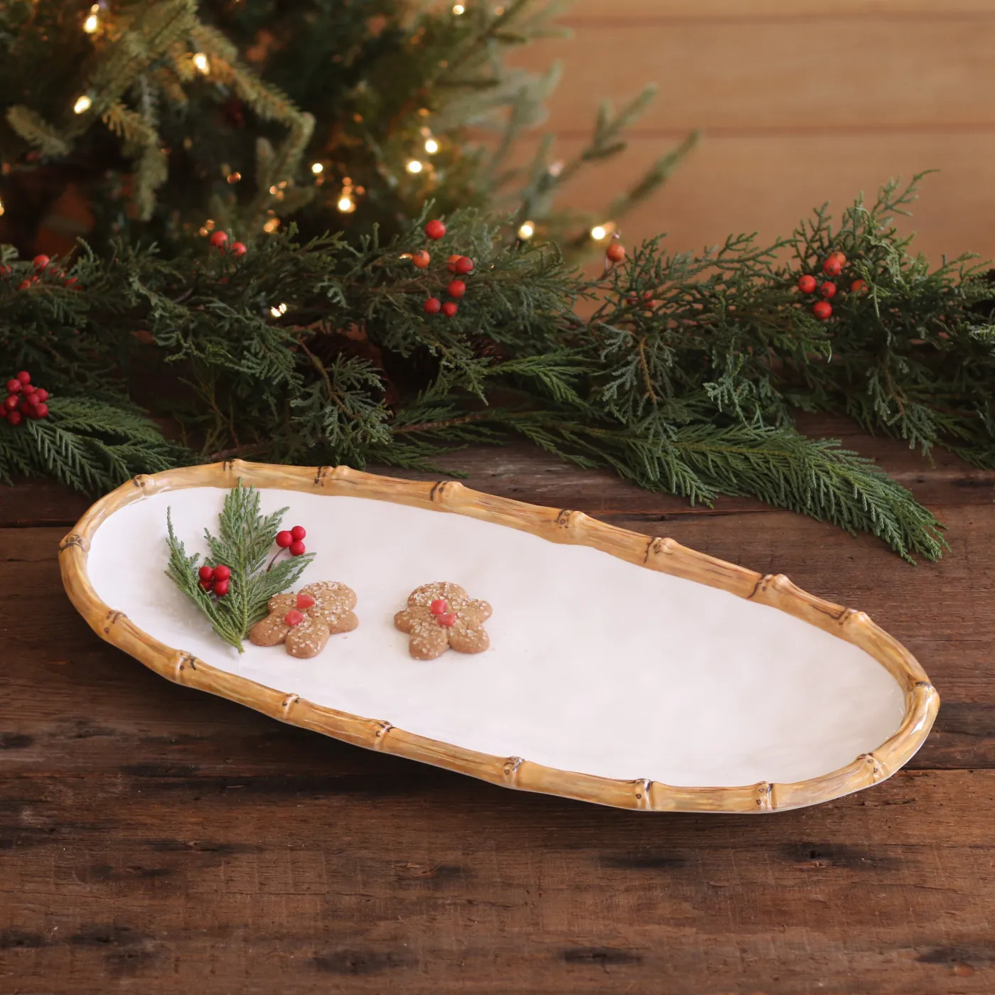 Discount VIDA Bamboo Medium Oval Platter (White and Natural) GARDEN Bamboo|View All Vida