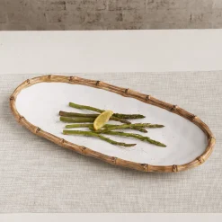 Discount VIDA Bamboo Medium Oval Platter (White and Natural) GARDEN Bamboo|View All Vida