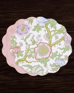 Best VIDA Blooms & Branches Reversible Round Placemats Set of 4 Pastel Pink View All Vida|VIDA Bloom