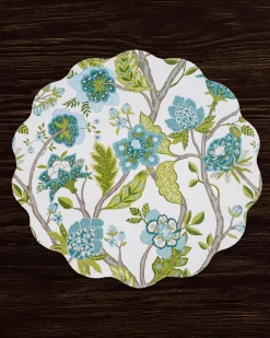 Online VIDA Blooms & Branches Reversible Round Placemats Set of 4 Teal & Gree View All Vida|VIDA Bloom
