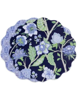 Best VIDA Blooms & Branches Reversible Round Placemats Set of 4 Navy & Gree View All Vida|VIDA Bloom