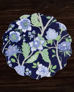 Best VIDA Blooms & Branches Reversible Round Placemats Set of 4 Navy & Gree View All Vida|VIDA Bloom