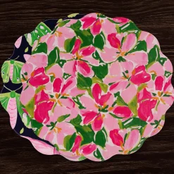 Sale VIDA Butterflies & Flowers Reversible Round Placemats Set of 4 (Pink & View All Vida|Placemats