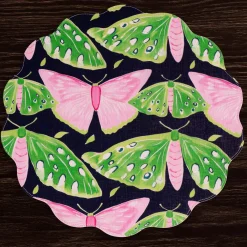 Sale VIDA Butterflies & Flowers Reversible Round Placemats Set of 4 (Pink & View All Vida|Placemats