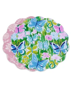 Clearance VIDA Butterfly Garden & Flowers Reversible Round Placemats Set of 4 Pa View All Vida|Placemats