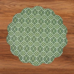 Sale VIDA Cabbage Roses and Trellis Reversible Round Placemats Set of 4 Gre View All Vida|Placemats