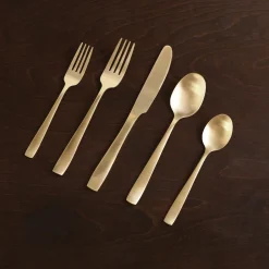 New VIDA Charlotte Stainless Flatware Set of 5 (Full Brushed Champagne Gol View All Vida|Gifts Under $50
