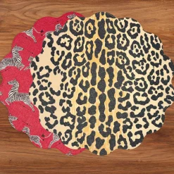 New VIDA Cheetah and Zebra Reversible Round Placemats Set of 4 Red & Black View All Vida|Placemats