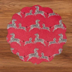 New VIDA Cheetah and Zebra Reversible Round Placemats Set of 4 Red & Black View All Vida|Placemats