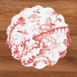 Discount VIDA Chinoiserie and Trellis Reversible Round Placemats Set of 4 Red & View All Vida|Placemats
