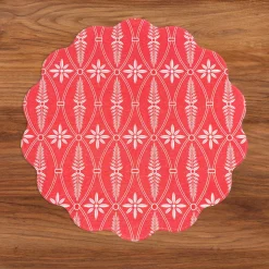 Discount VIDA Chinoiserie and Trellis Reversible Round Placemats Set of 4 Red & View All Vida|Placemats