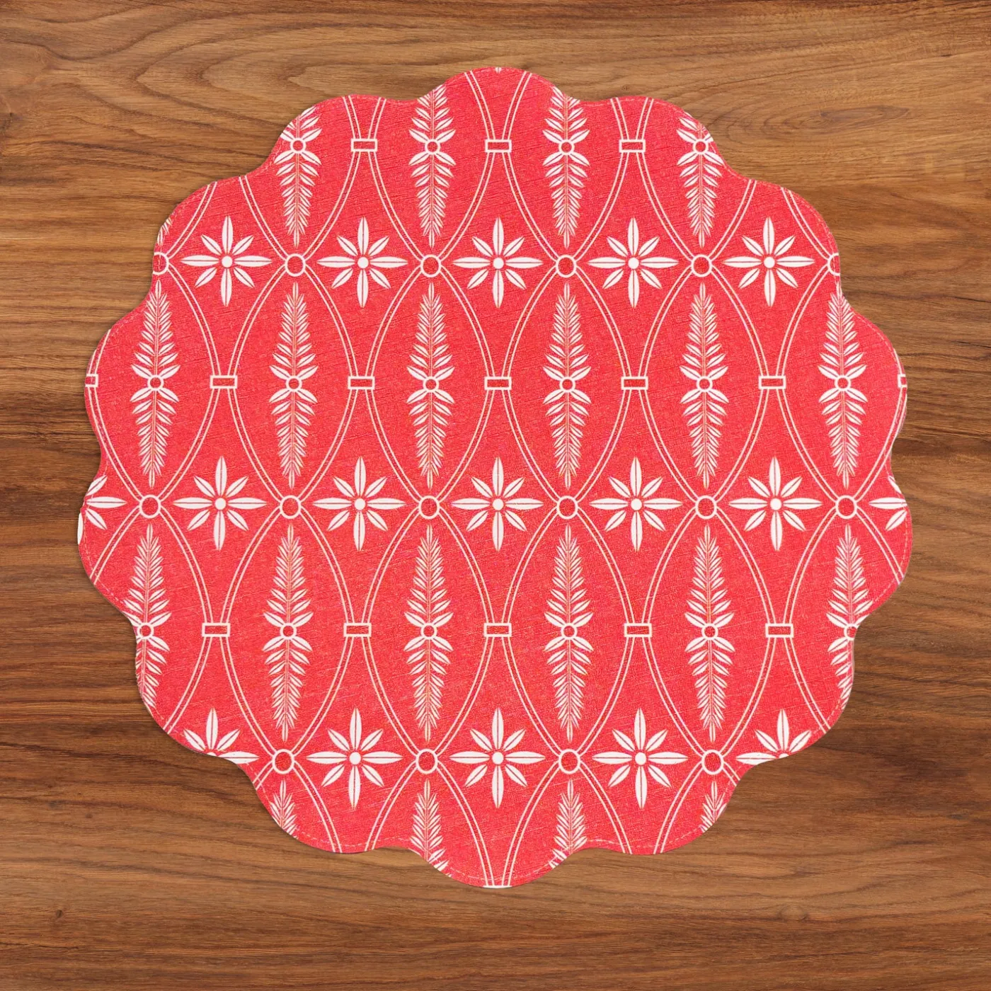 Discount VIDA Chinoiserie and Trellis Reversible Round Placemats Set of 4 Red & View All Vida|Placemats