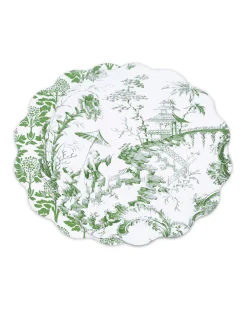 Best VIDA Chinoiserie Reversible Round Placemats Set of 4 Green & White View All Vida|Placemats