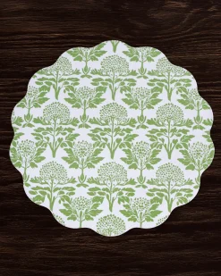 Best VIDA Chinoiserie Reversible Round Placemats Set of 4 Green & White View All Vida|Placemats