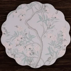 VIDA Chinoiserie Reversible Round Placemats Set of 4 Light Teal & Whit View All Vida|Placemats