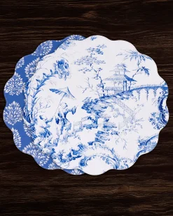 New VIDA Chinoiserie Reversible Round Placemats Set of 4 Blue & White View All Vida|Placemats