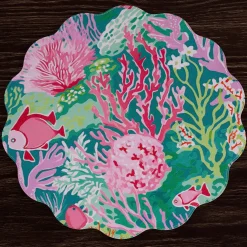New VIDA Coral Reef Reversible Round Placemats Set of 4 (Multi) View All Vida|Placemats