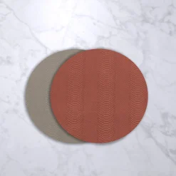 Clearance VIDA Croc Reversible 15.5" Round Placemats Set of 4 (Salmon and Taupe) PIELES Croc|Placemats