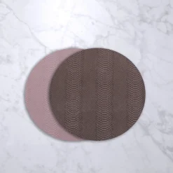 Hot VIDA Croc Reversible 15.5" Round Placemats Set of 4 (Pink and Brown) PIELES Croc|Placemats