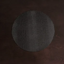 Discount VIDA Croc Reversible 16" Round Placemats Set of 4 (Black and Grey) View All Vida|Placemats
