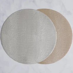 Sale VIDA Croc Reversible 16" Round Placemats Set of 4 (Silver and Gold) PIELES Croc|View All Vida