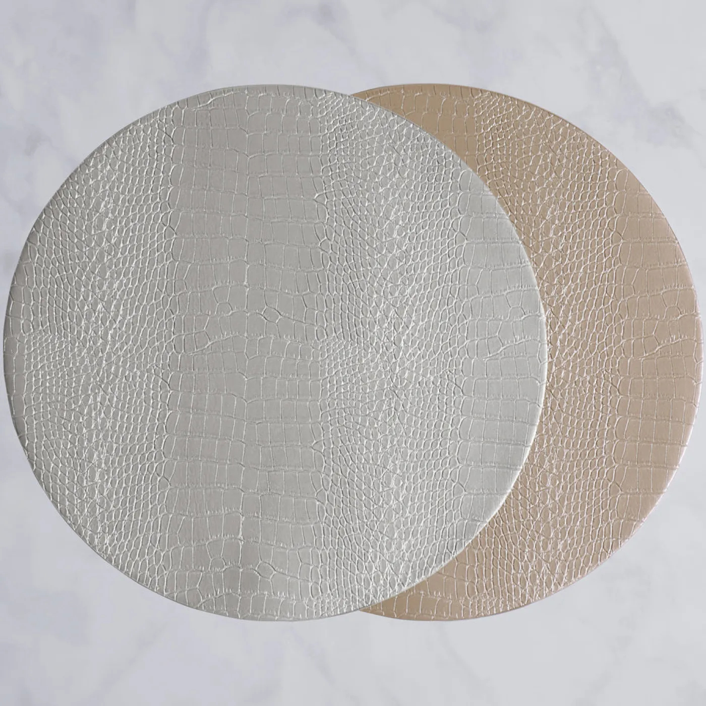 Sale VIDA Croc Reversible 16" Round Placemats Set of 4 (Silver and Gold) PIELES Croc|View All Vida