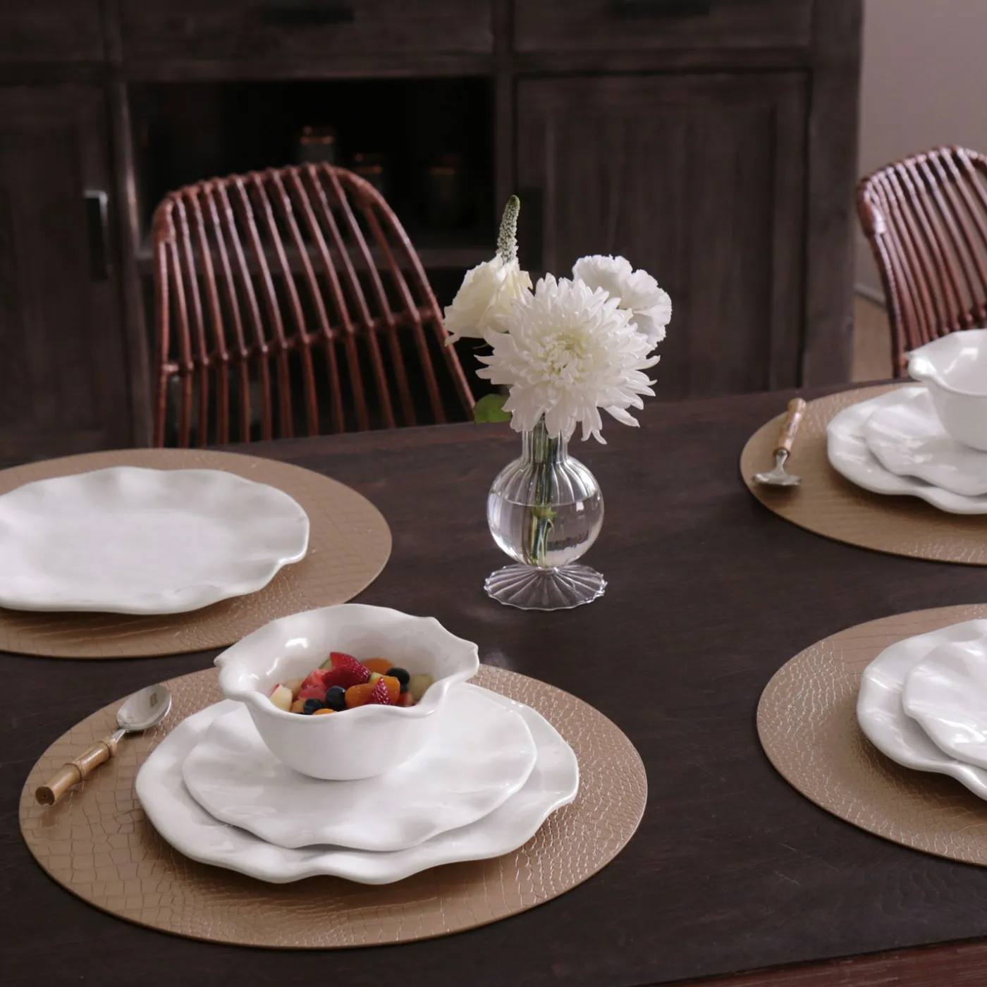 Sale VIDA Croc Reversible 16" Round Placemats Set of 4 (Silver and Gold) PIELES Croc|View All Vida