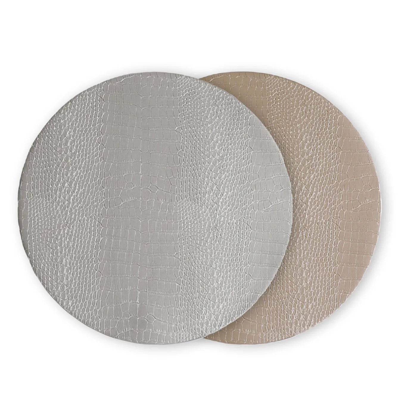 Sale VIDA Croc Reversible 16" Round Placemats Set of 4 (Silver and Gold) PIELES Croc|View All Vida