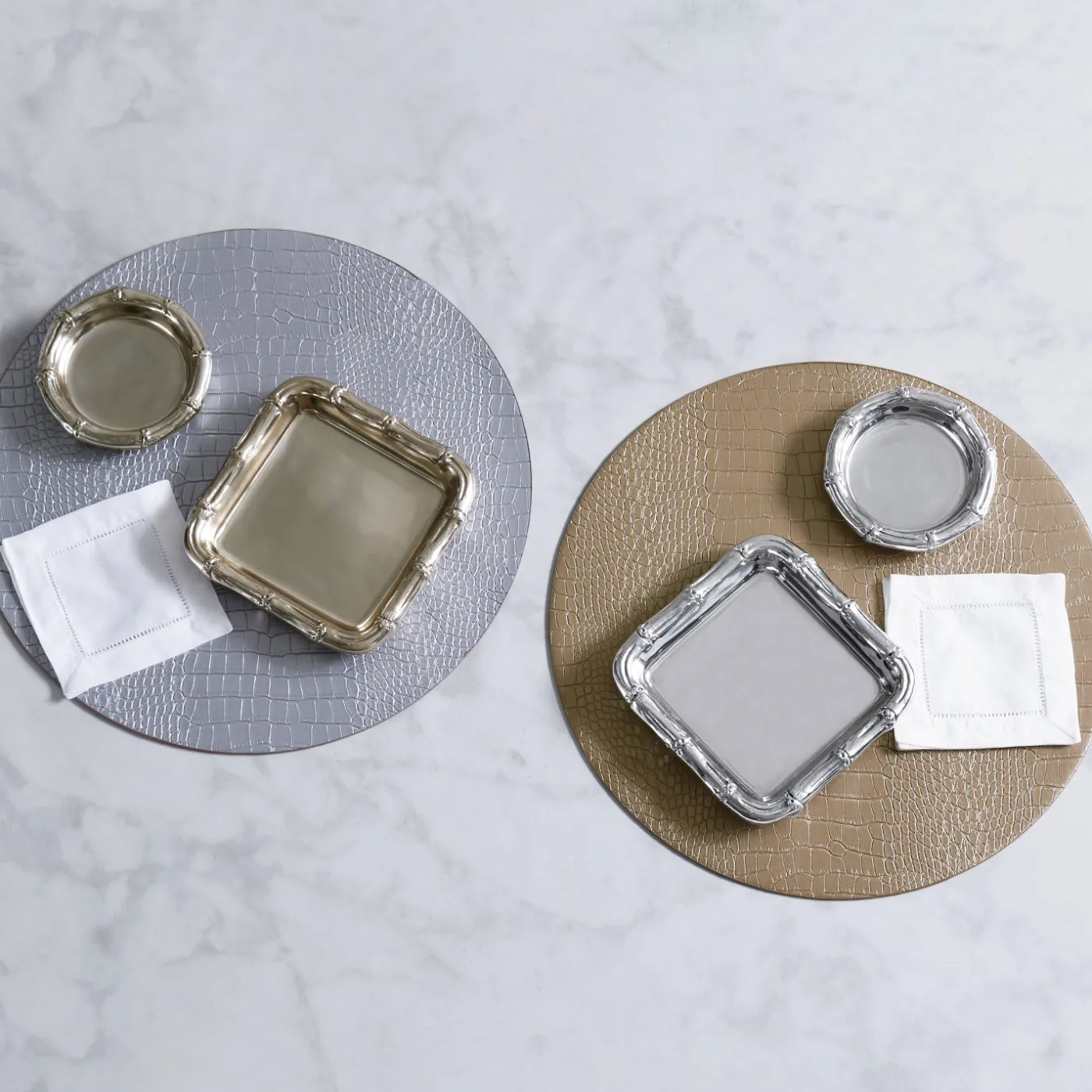 Sale VIDA Croc Reversible 16" Round Placemats Set of 4 (Silver and Gold) PIELES Croc|View All Vida