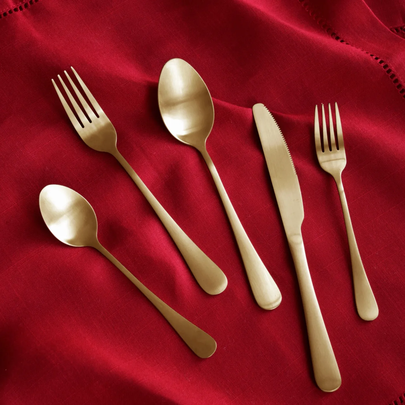 Discount VIDA Droplet Stainless Flatware Set of 5 (Full Brushed Champagne Gold) View All Vida|Gifts Under $50