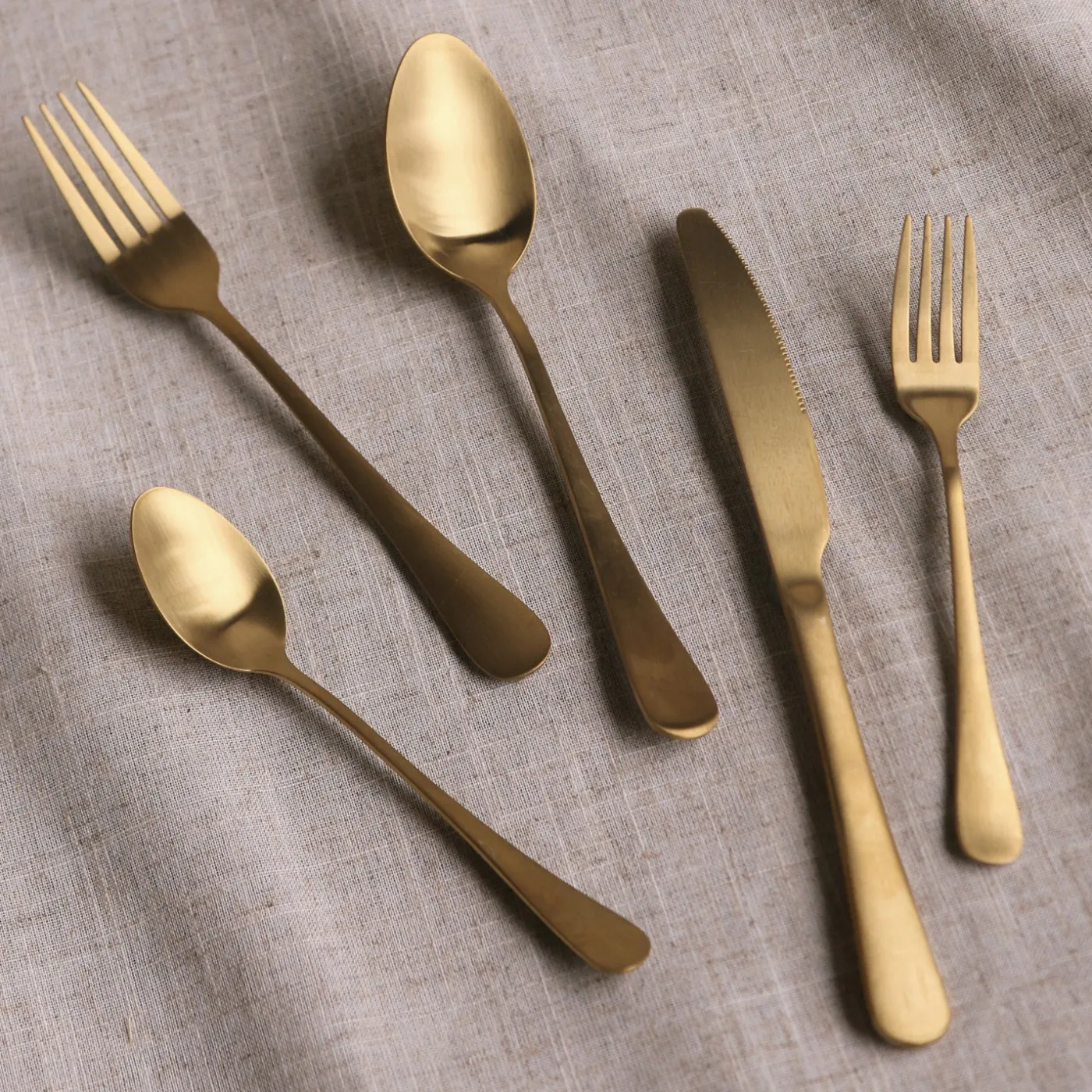 Discount VIDA Droplet Stainless Flatware Set of 5 (Full Brushed Champagne Gold) View All Vida|Gifts Under $50