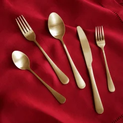 Discount VIDA Droplet Stainless Flatware Set of 5 (Full Brushed Champagne Gold) View All Vida|Gifts Under $50