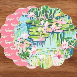 Best VIDA Everglades and Crocs Reversible Round Placemats Set of 4 Pink & G View All Vida|Placemats